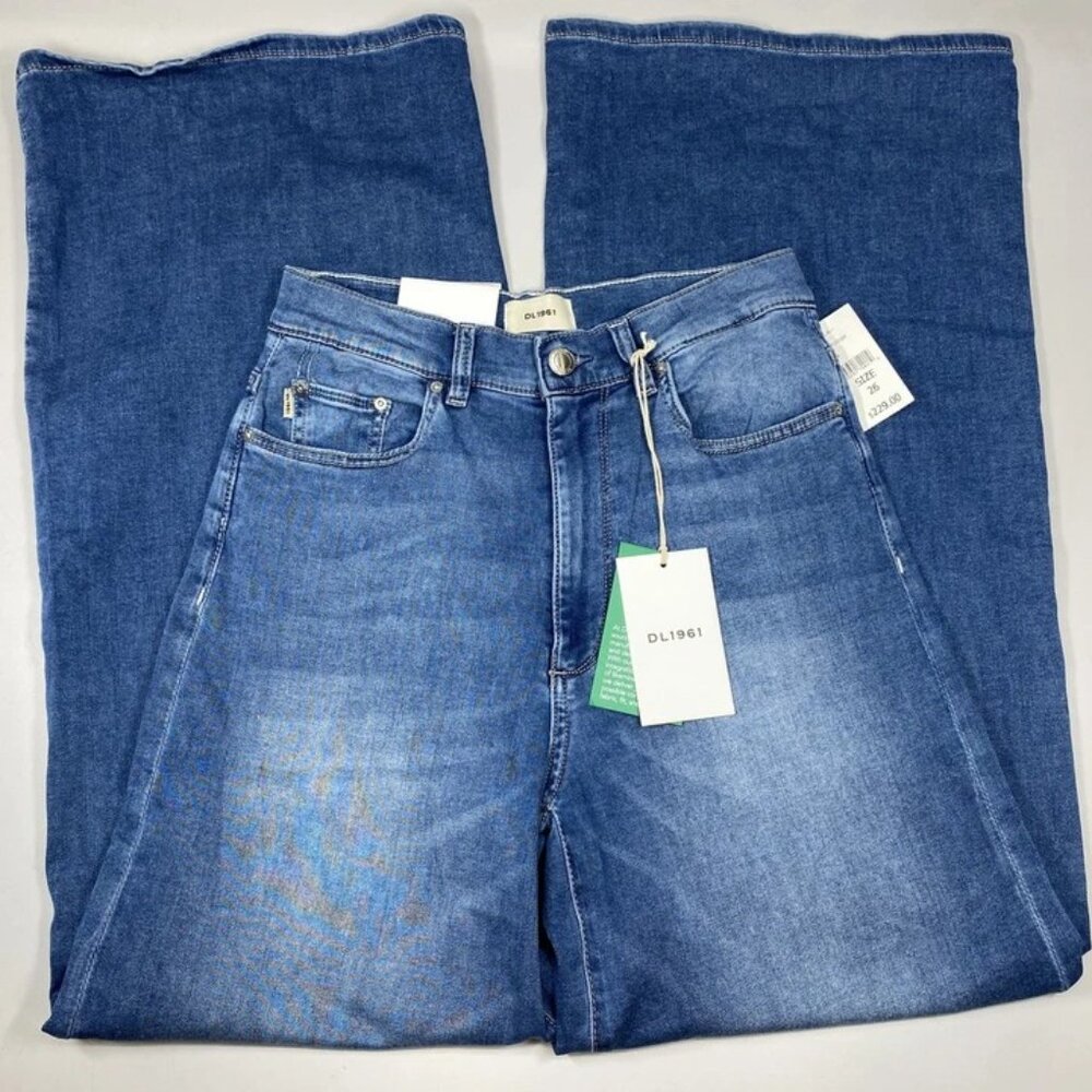 NEW DL1961 Women's Hepburn Wide Leg Jeans Size 26 Blue – High Rise, 32" Inseam - Picture 6 of 8